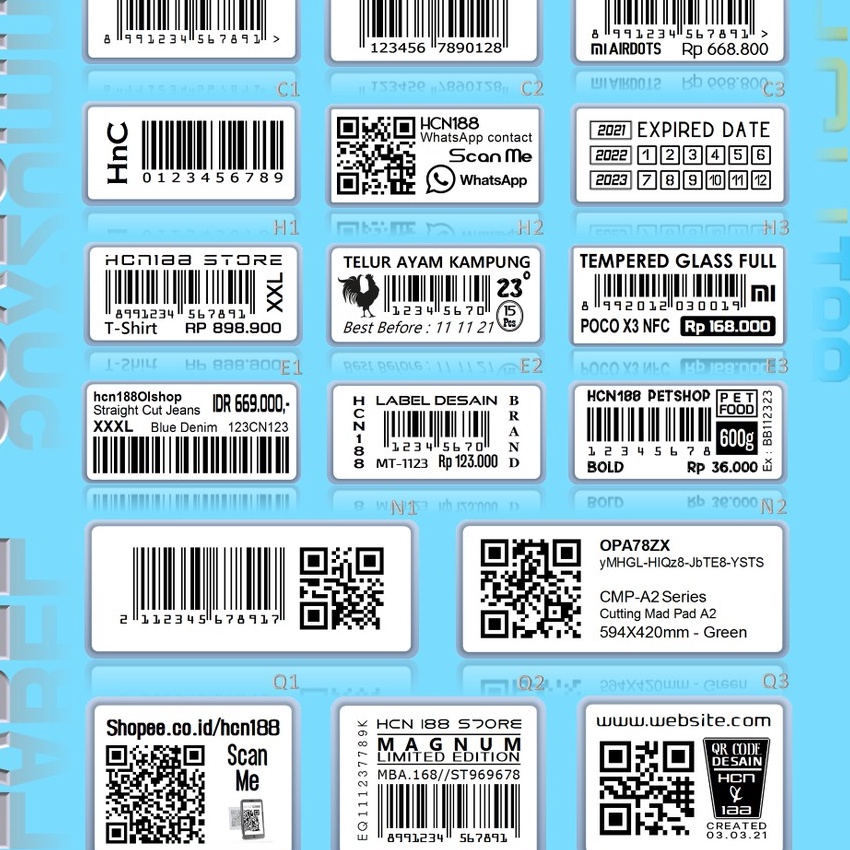 

(☀ W➲ZE) Cetak Barcode Label & Desain 50X20mm- viraal.!!