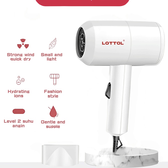 (L-J☀♪H] LOTTOL Alat Pengering Rambut Portable/Professional Ionic Hair Dryer/ tervirall..
