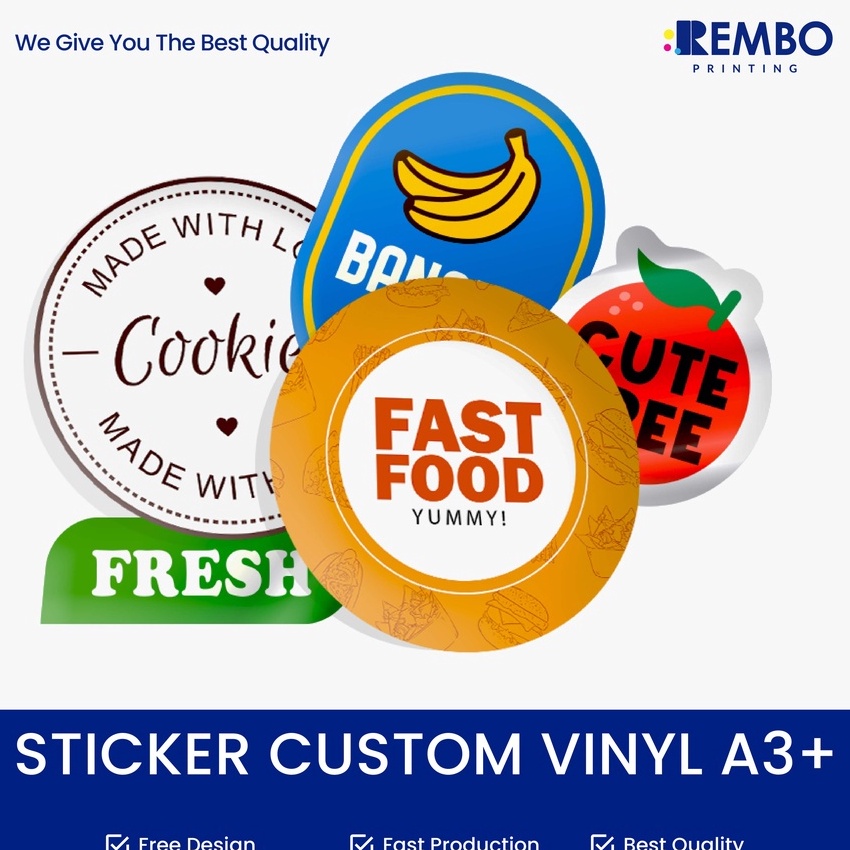 

[P-P☀»8) Cetak Stiker Custom *ANTI AIR* Sticker Segel Label Makanan Botol Minuman Kemasan Produk Vinyl A3+- terrviral..!