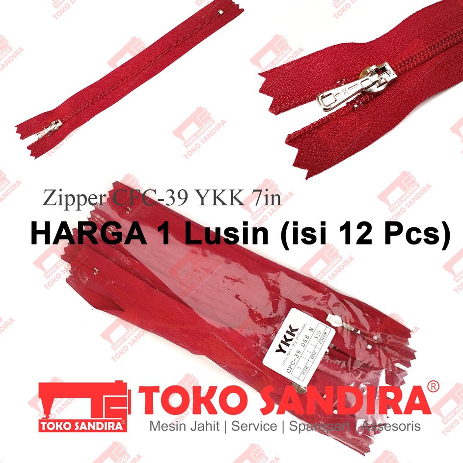 _ B Zipper-resleting YKK CFC 39 7 inch kepala besi - (Harga 1 Lusin) Laris_