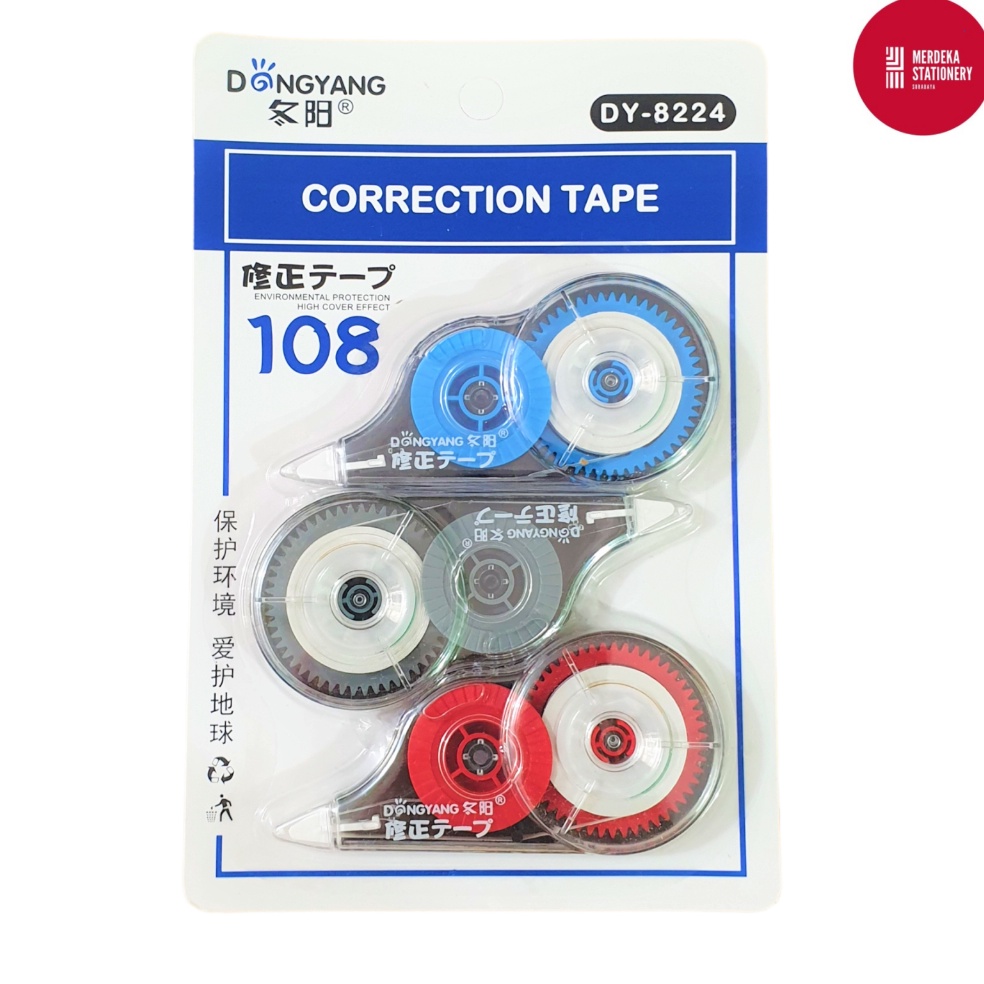 

Paket Hemat (ISI 3)Correction/Tip-X/Tipex Tape/Rol/Kertas DY-8224 Panjang Murah 108 m/meter x 5 mm