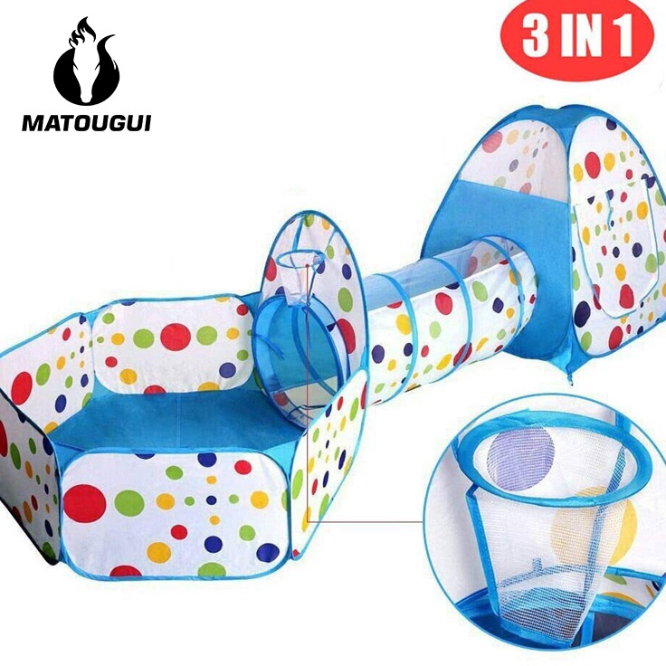 ϟSfa MATOUGUI Tenda Anak Mandi Bola Matougui 1 Set Kolam Terowongan Segitiga AN8110 l Terbaru Best.