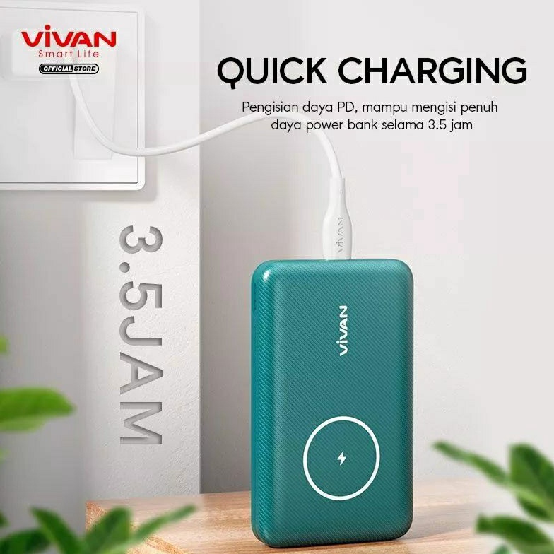[A1L ☞㊛] VIVAN VPB-W12 Powerbank 10.000mAh Magnetic Wireless Fast Charging 20W QC3.0 semua device / 