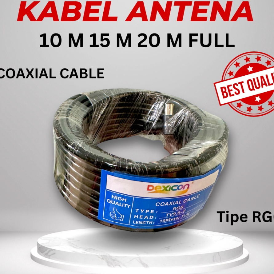 [☎ T㊛2L> KABEL ANTENA 10 Meter 15 Meter 20 Meter RG6 ANTENA TV COAXIAL CABLE/KABEL COLOKAN ANTENA KA