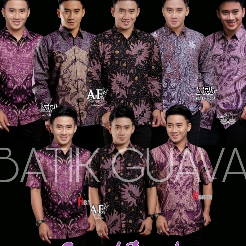 (B-O»➤N) BAJU BATIK PRIA LENGAN PANJANG READY M L XL XXL - SPECIAL WARNA BATIK UNGU PURPLE VIOLET LI