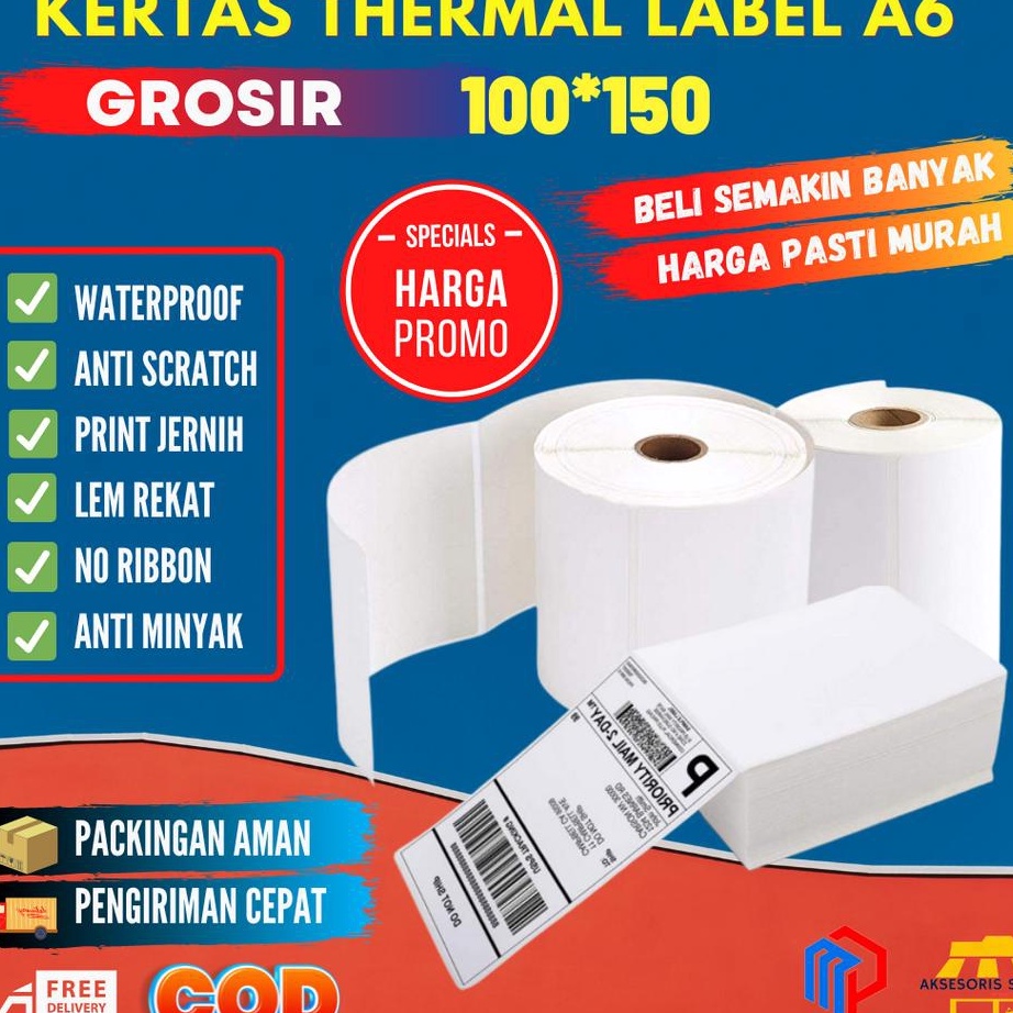 

(☛ A✪6G] KERTAS LABEL THERMAL 100X150 STICKER BARCODE UKURAN A6/ trendiing!