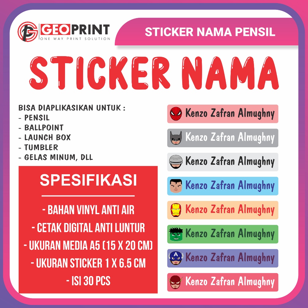 

[PROMO BAZ8] ISI 30 PCS STICKER NAMA ANAK SEKOLAH ANTI AIR BAHAN VINYL UNTUK PENSIL TEMPAT PENSIL | UNTUK KOTAK PENSIL DAN LAINNYA UKURAN KERTAS A5 194