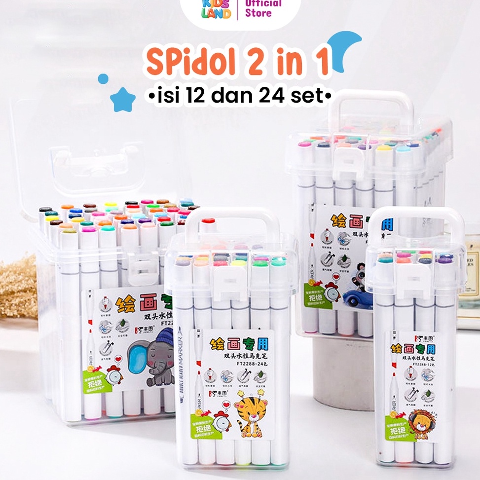 

OYU-80 Spidol Set Sketch Marker Spidol Warna 2in1 Spidol Sketsa Double Tip KIDS LAND Must Buy