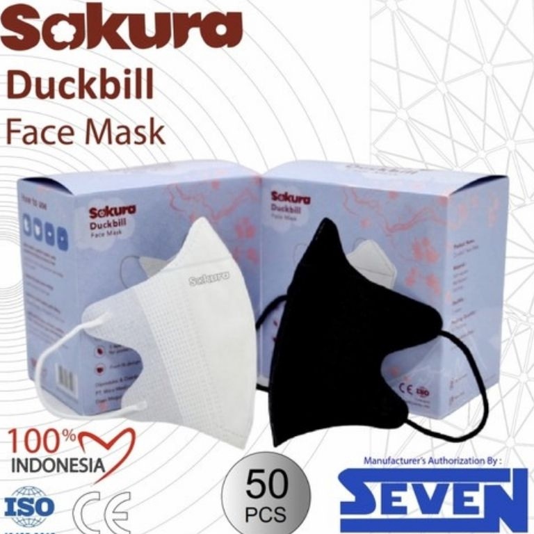 ㅿ Promo Sakura Duckbill 3ply isi 50pcs Masker Duckbil Dalam Putih ❆