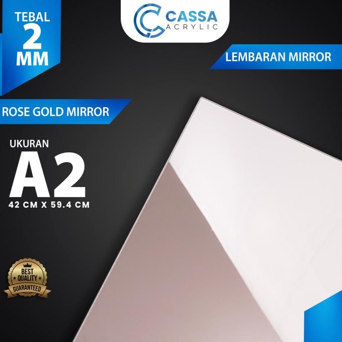 

bir LEMBARAN ACRYLIC / AKRILIK MIRROR ROSE GOLD A2 2MM GROSIR BERKUALITAS