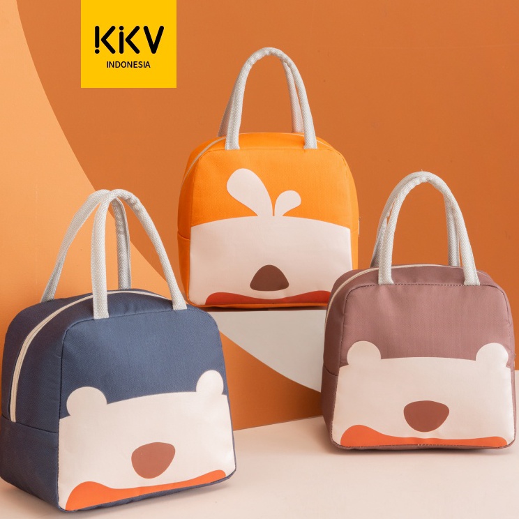 ➧✾ KKV - 40000KM Lunch Bag Tas Bekal Makanan Thermal Tahan Panas Dingin Blue / Brown /  Orange / Veg