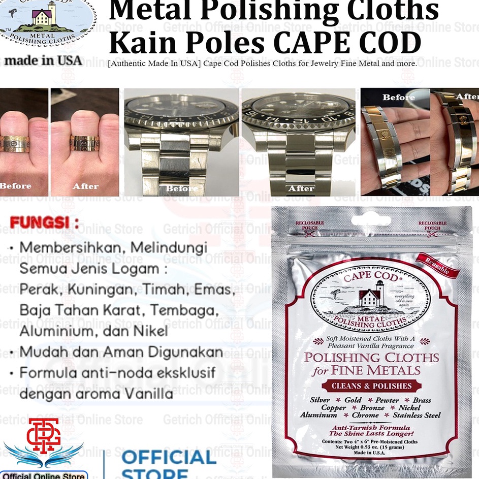 CodeLl2L6 Kain Poles Cape COD Pembersih Goresan Pengilap Logam Perak Kuningan Alumunium Metal Polish