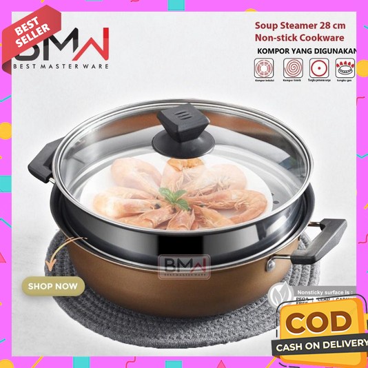 Panci Set Isi 5 Pcs Anti Lengket Promo 3 In 1 Stainless Tebal Murah Kuali 1Set Untuk Memasak Air Pua