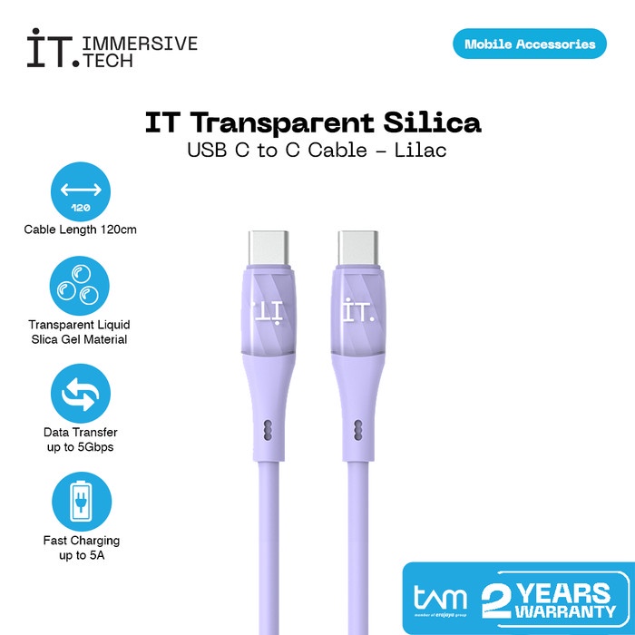 IT TRANS SILICA CABLE USB C TO C - LILAC
