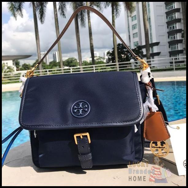 Tas Tory Burch Perry Nylon Crossbody Royal Navy 100% Original Tb