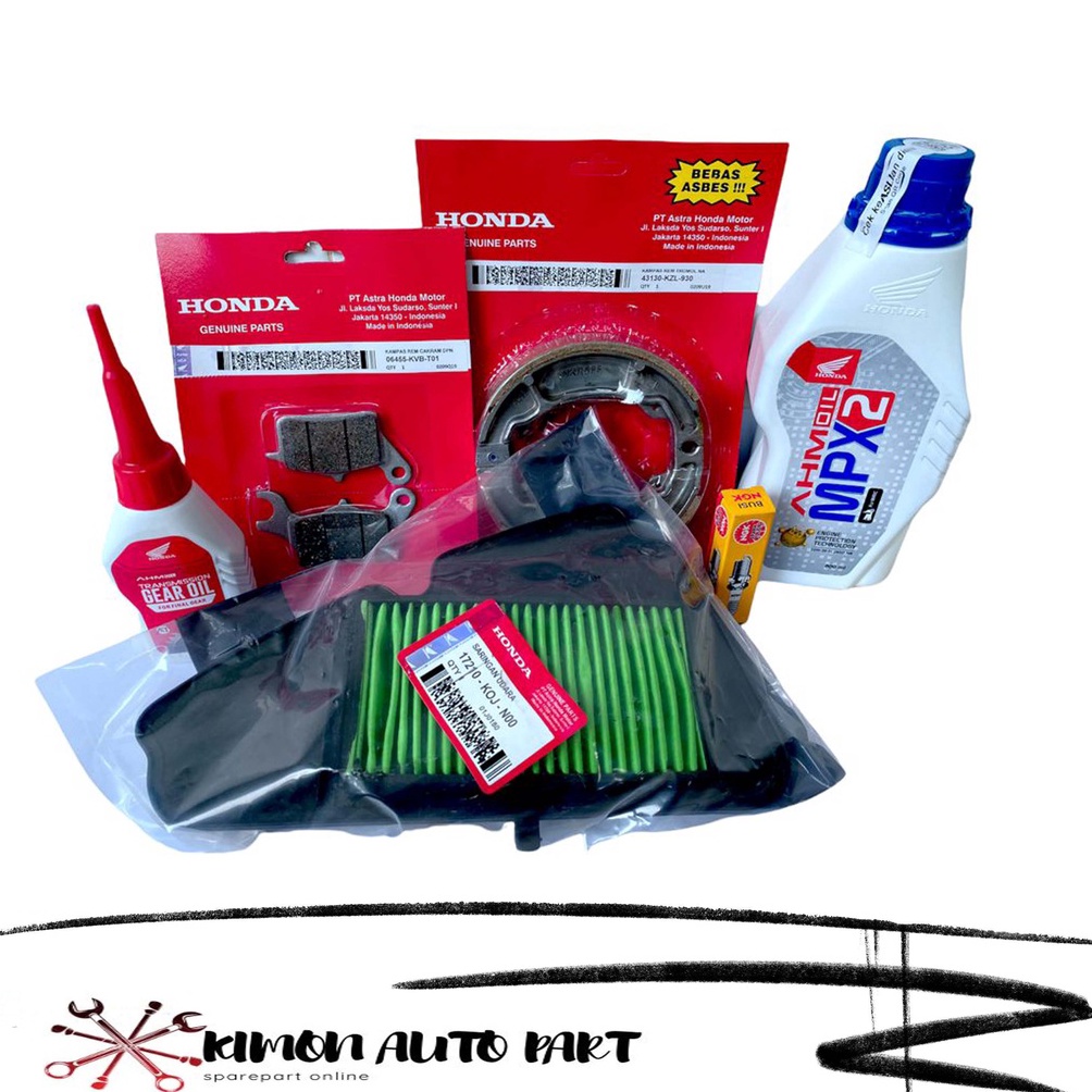 PAKET SERVICE HONDA GENIO BEAT ALL NEW 2020 / KAMPAS REM OLI MPX 2 OLI GEAR FILTER UDARA BUSI GENIO 