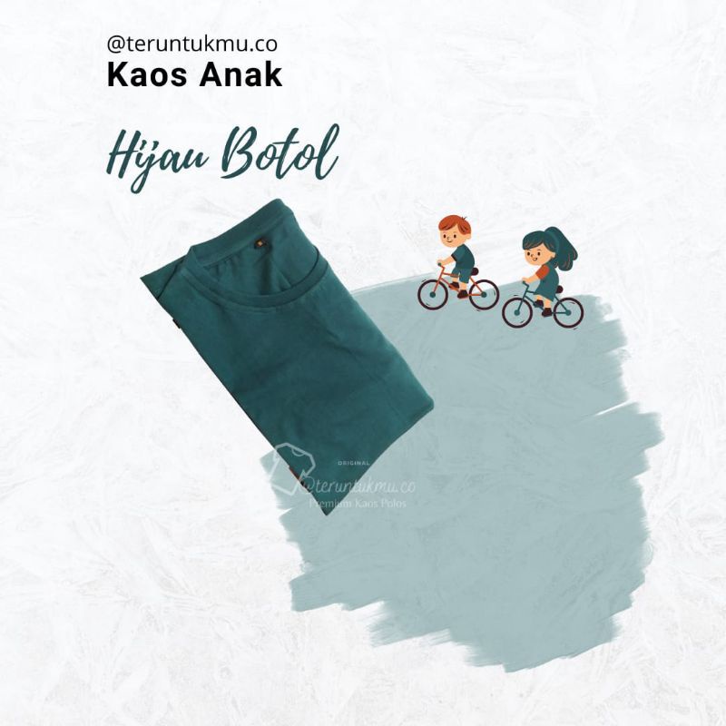 Kaos Polos Anak Hijau Botol Lengan Pendek