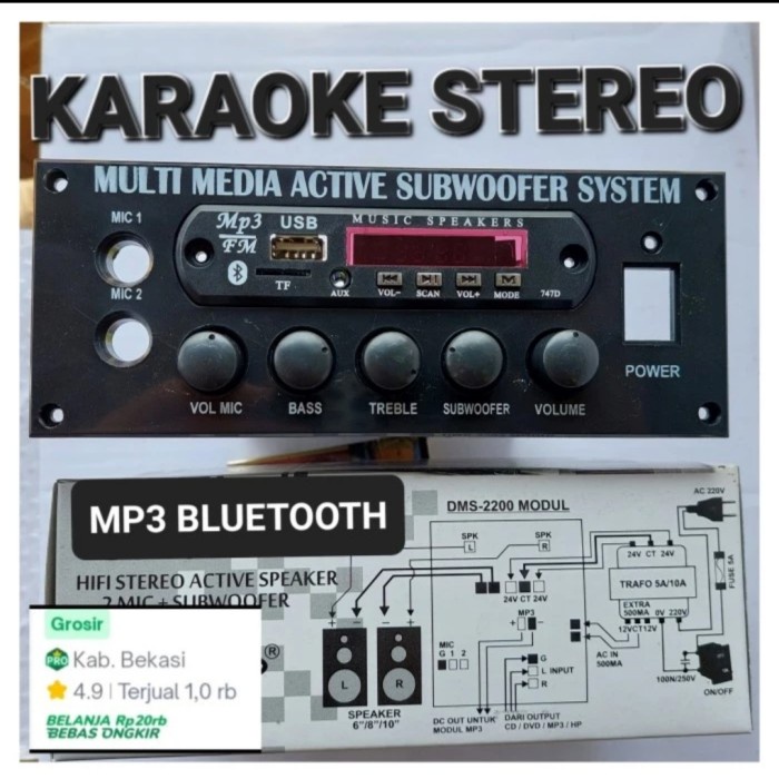 DMS 2200 KIT SPEAKER AKTIVE AKTIF DMS2200 KARAOKE MIC bluetooth bt