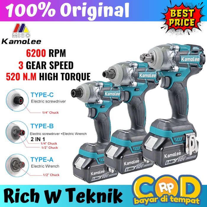 Kamolee - Cordless Electric Impact Wrench-Impact Drill-DTW285/520N.M