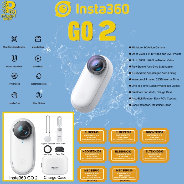 Terlaris Insta360 Go 2 / Insta360 Go 2 Action Camera / Insta 360 Go 2 Resmi