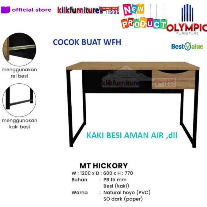 Meja Tulis Meja Kantor Kaki Besi Mts Hickory Olympic