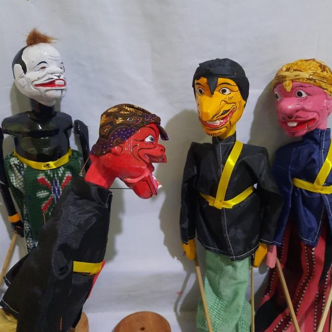 wayang golek punakawan 40cm/satu set 4pcs/mulut bisa buka tutup
