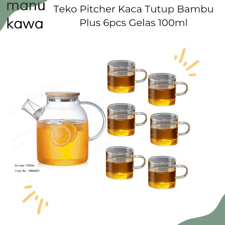 ー Teko Pitcher Kaca Aesthetic Teapot Teko Chinese Tea - Tahan Panas Tutup Bambu Minimalis z Promo ★.