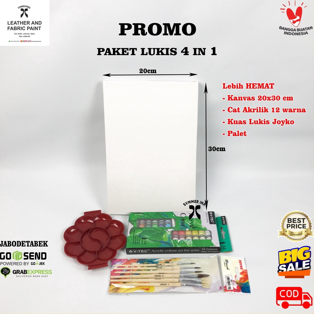 

Best produk [SALE] PAKET SEKOLAH LUKIS 4 IN 1 KANVAS 20X30 / CAT AKRILIK / PALET / KUAS SET TERMURAH - Svmmerink 0YZ