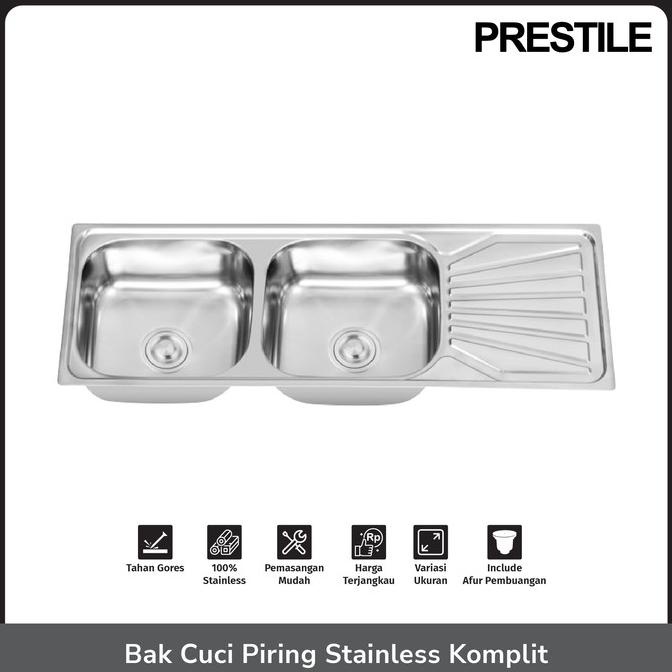 Bak Cuci Piring Kitchen Sink Prestile 12050P Stainless Steel