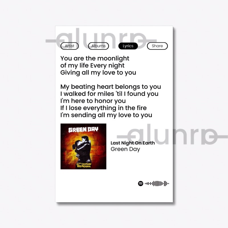 poster lirik lagu spotify band green day