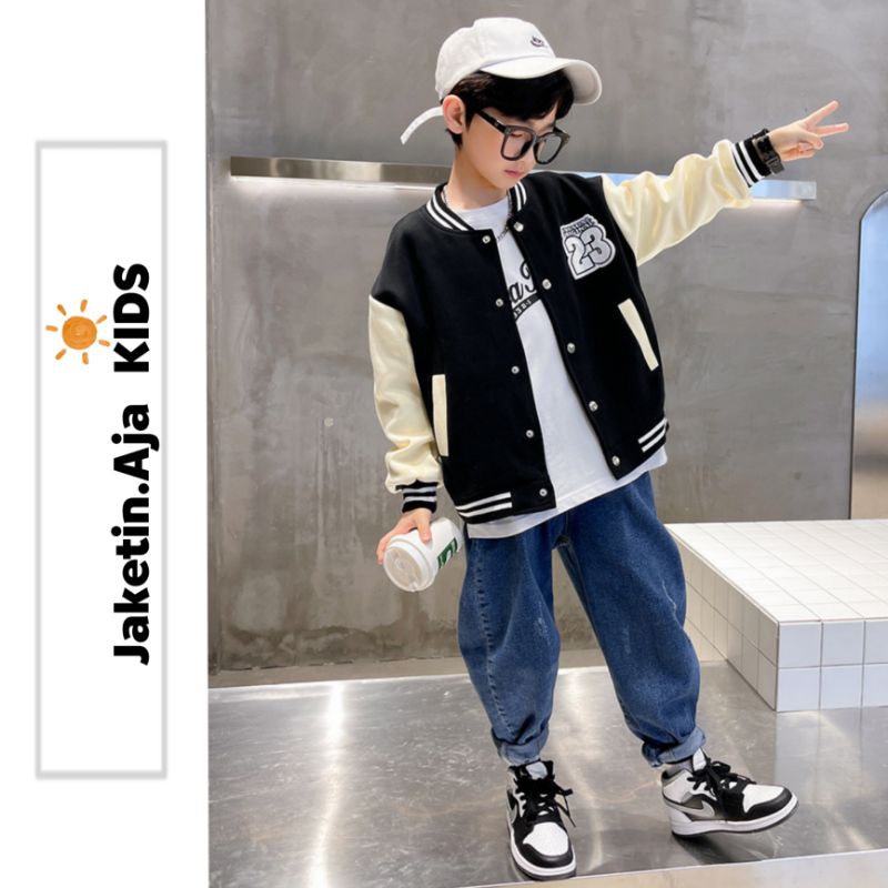 Jaketin Aja Kids - Jaket Varsity Anak Baseball Unisex ( 0.5th - 18th ) Bomber ORIGINAL 23 GIRL BOY 1