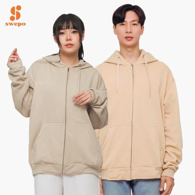 SWEPO Hoodie Zipper Size M - XXXL ( Pria & Wanita ) (Polos) - Ungu Muda,XL