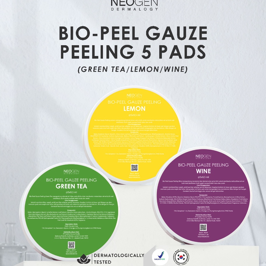 Paling Popular NEOGEN DERMALOGY BIO PEEL GAUZE PEELING PAD MINIS JAR (ISI 5 PADS) Baru