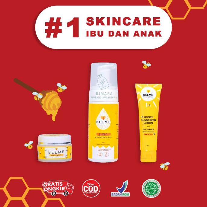 Paket Beeme Nourishing Balm, Natural Soap, Sunscreen SPF 50+++ Halal