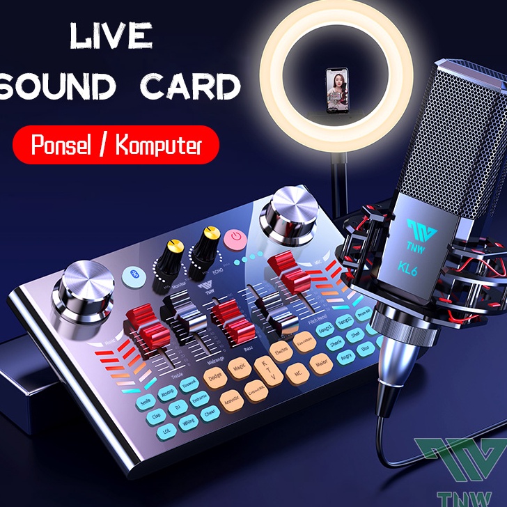 KHOF317 TNW-V18 Sound Card Bluetooth Live SoundCard V18 Soundcard Audio Live Mixer untuk Live stream