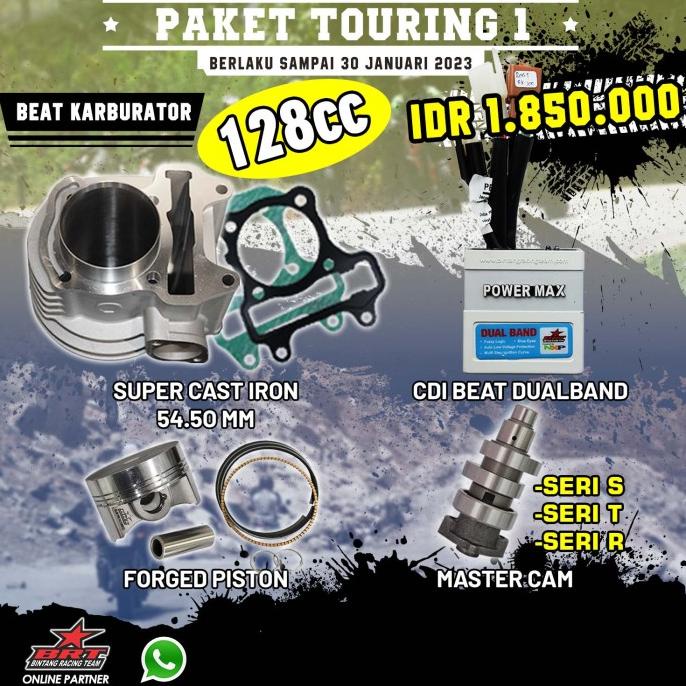 SALE BRT Paket Bore Up Touring 1 Honda Beat / Scoopy Karbu menjadi 128cc Termurah