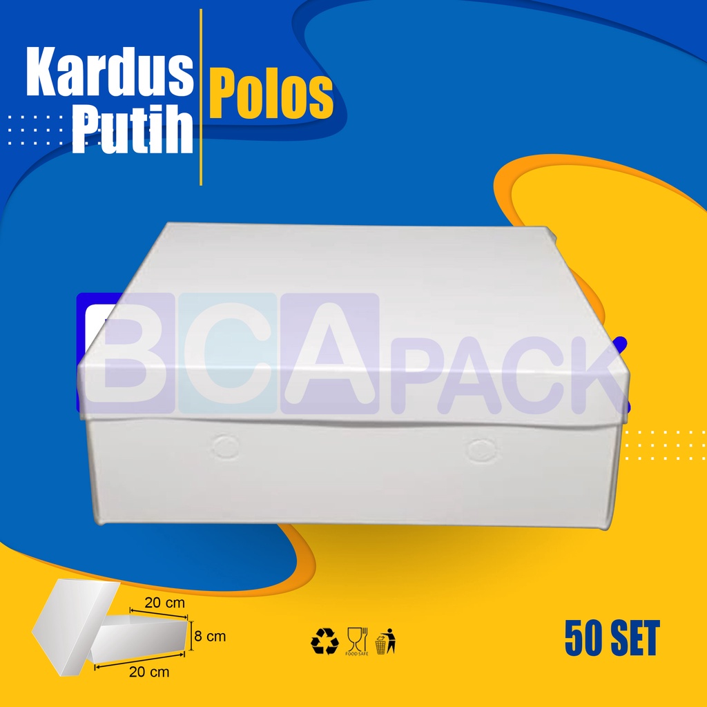 

Kardus Tebal Putih Polos 20 X 20 Cm - Dus Kotak Makanan Isi 50 Set