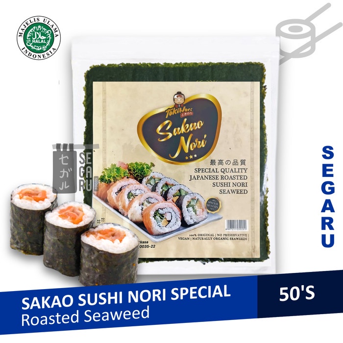 

Sakao Nori Sushi Spesial 50 Sheet Sushi Roasted Rumput Laut Halal Mui