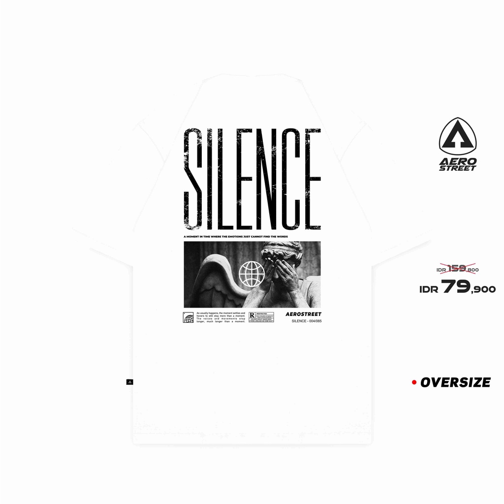Baju Kaos Aerostreet T Shirt Oversize Silenced Putih Kaos FBDAA
