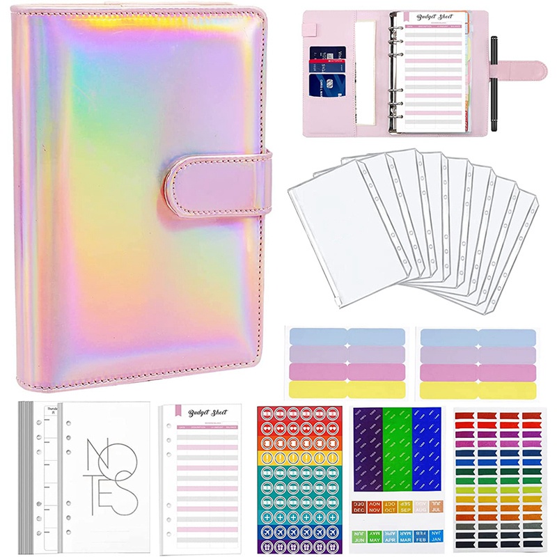 

Budget Binder A6 Ring Binder Notebook with Clear Cash Envelope for Cash Stuffing Money Organiser