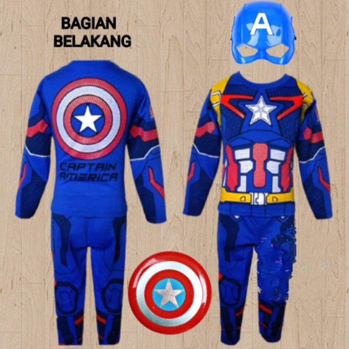 Terlaris Baju Kostum Anak Kapten Amerika / Baju Anak Capten America / Kaos Anak