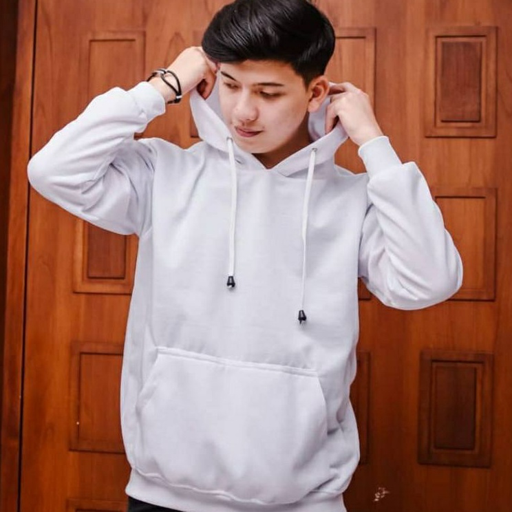 Laris SWEATER HOODIE POLOS PUTIH PRIA/WANITA UKURAN M.L.XL # JAKET HOODIE POLOS # PAKAIAN POLOS PRIA