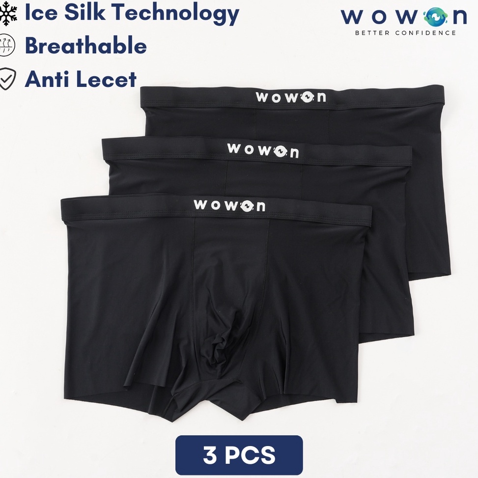 Recomended.. Wowon Men Boxer - Celana Dalam Pria - Zero Gravity Feel - 3 Pcs