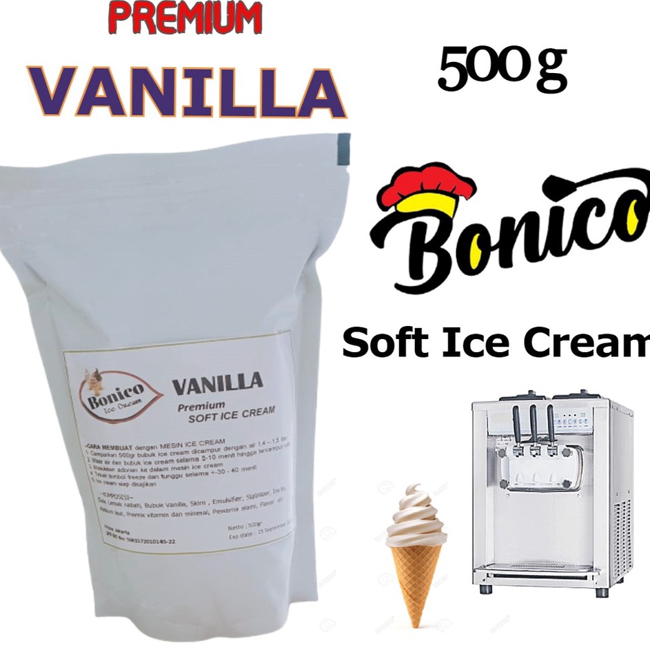 

CYWJ7896 Free Ongkir BONICO VANILLA SOFT ICE CREAM POWDER 500gr PREMIUM RESTO bubuk es krim mesin VANILA cone frizco