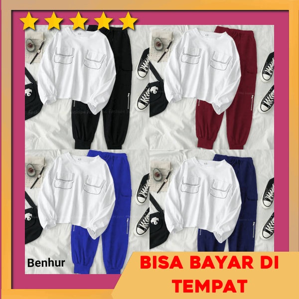 On Set Crinkle Premium Woneset Terbatu Stelan Wanita Import Premium  One Set Fuji Crinkle Lengan Pen