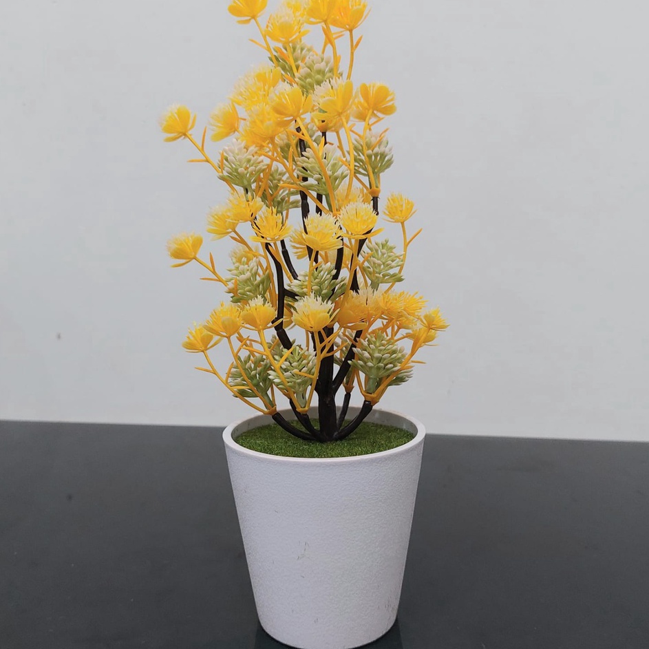 ➟VHy Bunga Plastik Hias Pajangan pot Tanaman Dekorasi pohon Bonsai Seruni ❋ V ▼