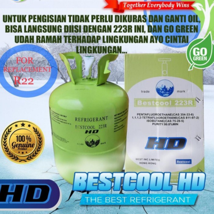 Freon AC/Freon Refrigerant HD 223R(Freon Pengganti R22 & Go Green)11kg terbaik