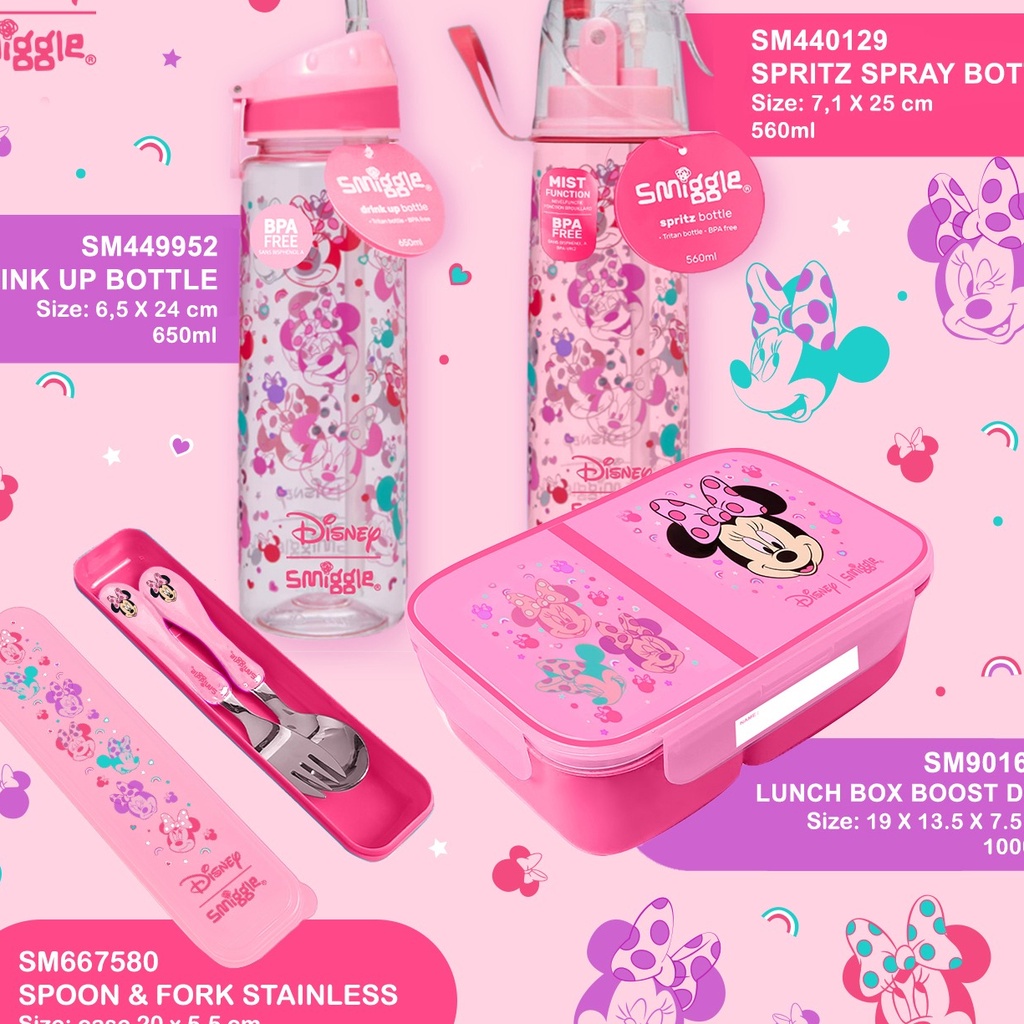[➲2H.☀N] SMIGGLE X DISNEY MICKEY MINNIE DRINK UP /SPRAY BOTTLE/ LUNCHBOX/SPOON SET / paling.laris..
