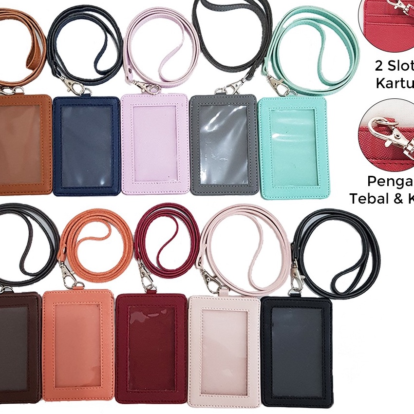 

(IK㊛.14㊛) Name Tag ID Card Holder Kulit Lanyard Termurah Berkualitas PU Leather Lanyard NameTag ID Card Holdertop.prooduk.