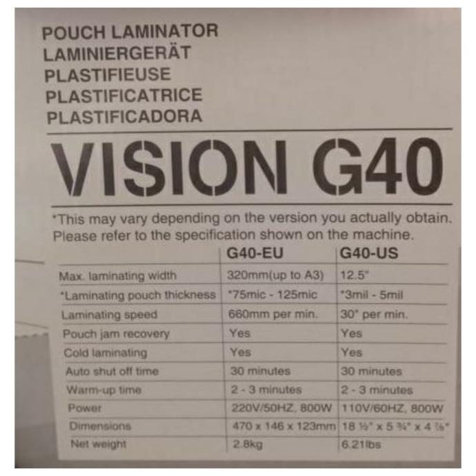 

Mesin Laminating /Alat Press/ Laminator/Vision G40 (Garansi 1 Tahun)